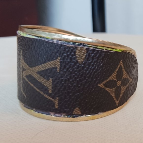 LV Monogram Bracelet Monogram Canvas Upcycled Cuff Bracelet - Picture 4 of 7